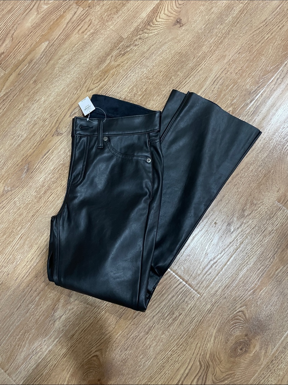 GAP Black Faux Leather Flare Jeans